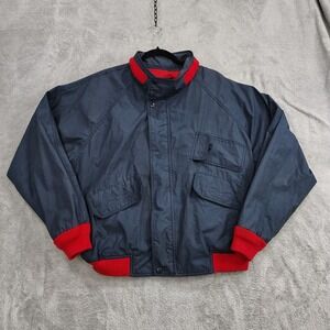 Vintage 80s London Fog Jacket Mens Medium Reg Blue Towne Coat Insulated Full Zip